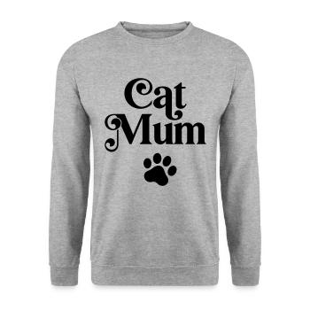 Katzen-Mama - Unisex Pullover - Weißgrau meliert - Vorne - Alina (178cm) & Michal (187cm)