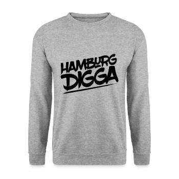 Hamburg Digga - Unisex Pullover - Weißgrau meliert - Vorne - Alina (178cm) & Michal (187cm)