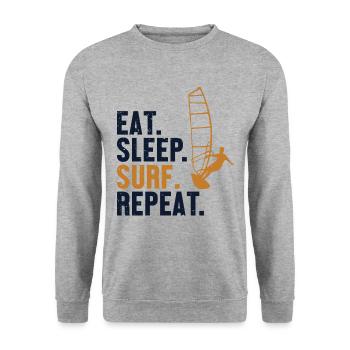 Eat Sleep Surf Repeat Water Sports Sailboarding - Unisex Sweatshirt - salt & pepper - Front - Alina (178cm) & Michal (187cm)