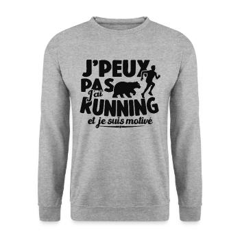 Je Peux Pas J'ai Running Et Je Suis Motivé - Sweat-shirt Unisexe - gris chiné - Devant - Alina (178cm) & Michal (187cm)