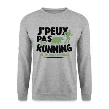 Je Peux Pas J'ai Running Et Je Suis Motivé - Sweat-shirt Unisexe - gris chiné - Devant - Alina (178cm) & Michal (187cm)