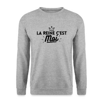 la reine c'est moi. t-shirt reine - Sweat-shirt Unisexe - gris chiné - Devant - Alina (178cm) & Michal (187cm)