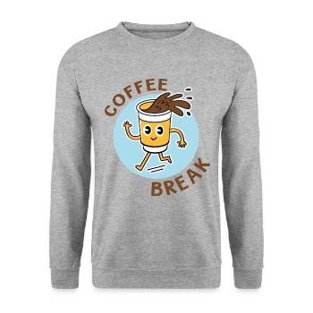 coffee break - Sweat-shirt Unisexe - gris chiné - Devant - Alina (178cm) & Michal (187cm)