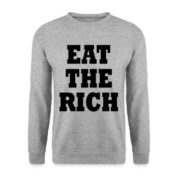 Eat the rich - Unisex Pullover - Weißgrau meliert - Vorne - Alina (178cm) & Michal (187cm)