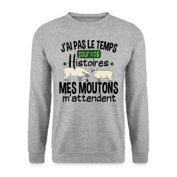 Mouton Moutons Brebis Fermier Berger Humour Noël - Sweat-shirt Unisexe - gris chiné - Devant - Alina (178cm) & Michal (187cm)