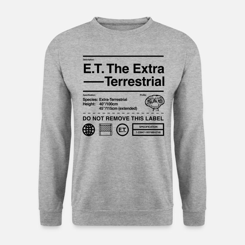 E.T. The Extra-Terrestrial Wäschelabel Witzig - Unisex Pullover - Weißgrau meliert