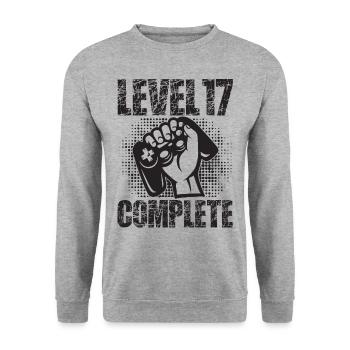 Niveau 17 Cadeau d’anniversaire complet 17 ans - Sweat-shirt Unisexe - gris chiné - Devant - Alina (178cm) & Michal (187cm)