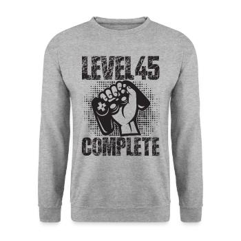 Niveau 45 Cadeau d’anniversaire complet 45 ans - Sweat-shirt Unisexe - gris chiné - Devant - Alina (178cm) & Michal (187cm)