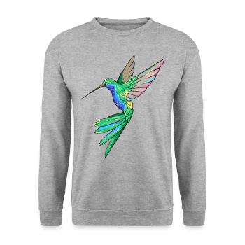 Kolibri Vogel Federn - Unisex Pullover - Weißgrau meliert - Vorne - Alina (178cm) & Michal (187cm)