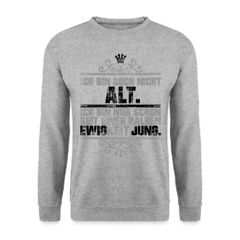 Nicht alt sondern seit Ewigkeiten jung - Unisex Pullover - Weißgrau meliert - Vorne - Alina (178cm) & Michal (187cm)