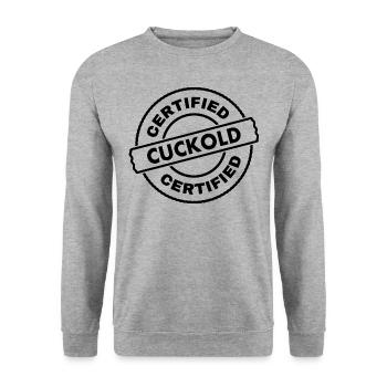 certified cuckold - Unisex Pullover - Weißgrau meliert - Vorne - Alina (178cm) & Michal (187cm)