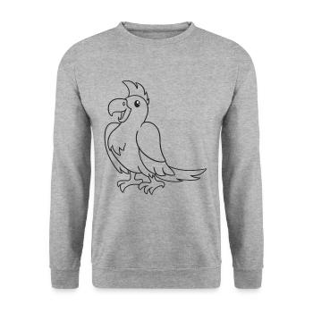 Papagei, Vogel, Geschenk, Geschenkidee - Unisex Pullover - Weißgrau meliert - Vorne - Alina (178cm) & Michal (187cm)