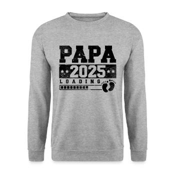 Papa 2025 loading - Unisex Pullover - Weißgrau meliert - Vorne - Alina (178cm) & Michal (187cm)