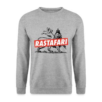 Lion of Judah - Jah Rastafari - Reggae Roots Shirt - Unisex Pullover - Weißgrau meliert - Vorne - Alina (178cm) & Michal (187cm)