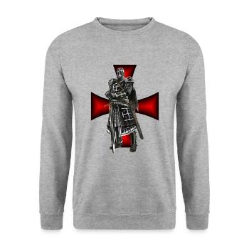 Crusader Medieval Design - Unisex Sweatshirt - salt & pepper - Front - Alina (178cm) & Michal (187cm)
