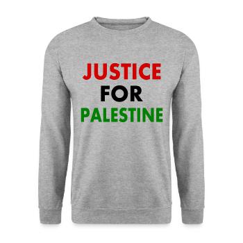 Justice for palestine - Unisex Pullover - Weißgrau meliert - Vorne - Alina (178cm) & Michal (187cm)