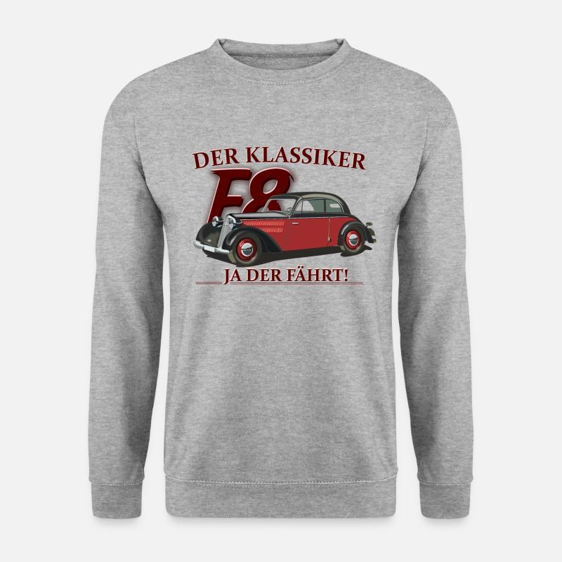 F8 Klassiker Oldtimer - Unisex Pullover - Weißgrau meliert