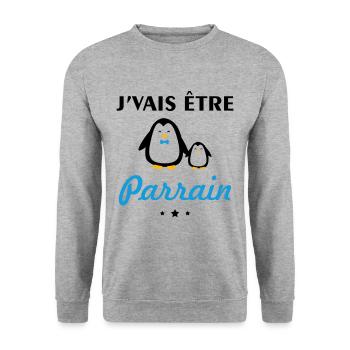 Je vais être parrain, futur parrain, annonce - Sweat-shirt Unisexe - gris chiné - Devant - Alina (178cm) & Michal (187cm)