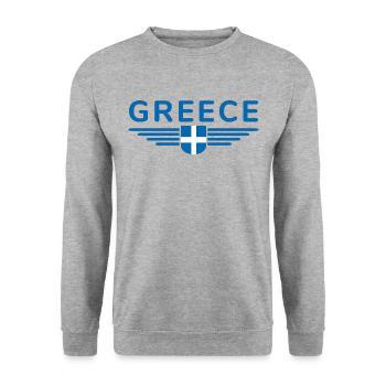 I Love Greece Fan, Design T-Shirt Outfit - Unisex Sweatshirt - salt & pepper - Front - Alina (178cm) & Michal (187cm)