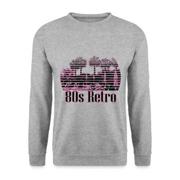 80s_Retro - Unisex Pullover - Weißgrau meliert - Vorne - Alina (178cm) & Michal (187cm)