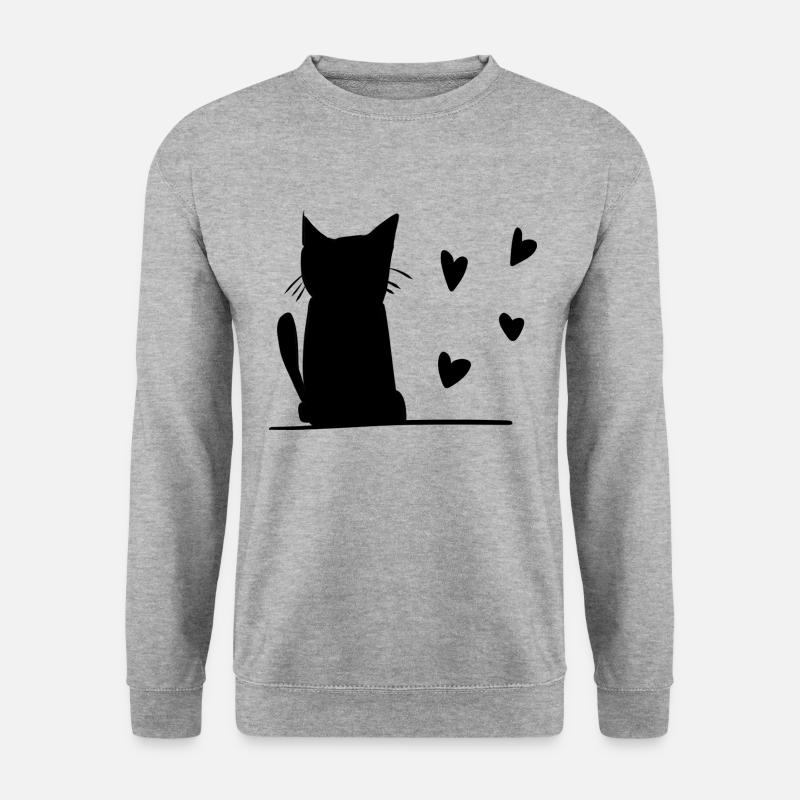 Katze Herzen Symbol - Unisex Pullover - Weißgrau meliert
