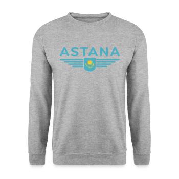 Astana Design – Modernité et tradition - Sweat-shirt Unisexe - gris chiné - Devant - Alina (178cm) & Michal (187cm)