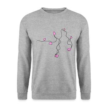 linie welle herzen herz rosa schleifen - Unisex Pullover - Weißgrau meliert - Vorne - Alina (178cm) & Michal (187cm)