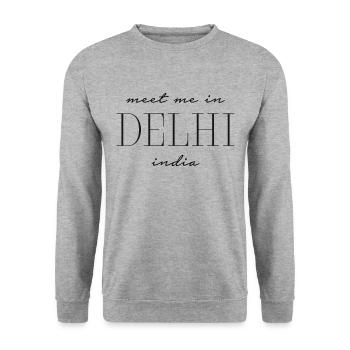 Meet me in Delhi - India - Unisex Sweatshirt - salt & pepper - Front - Alina (178cm) & Michal (187cm)