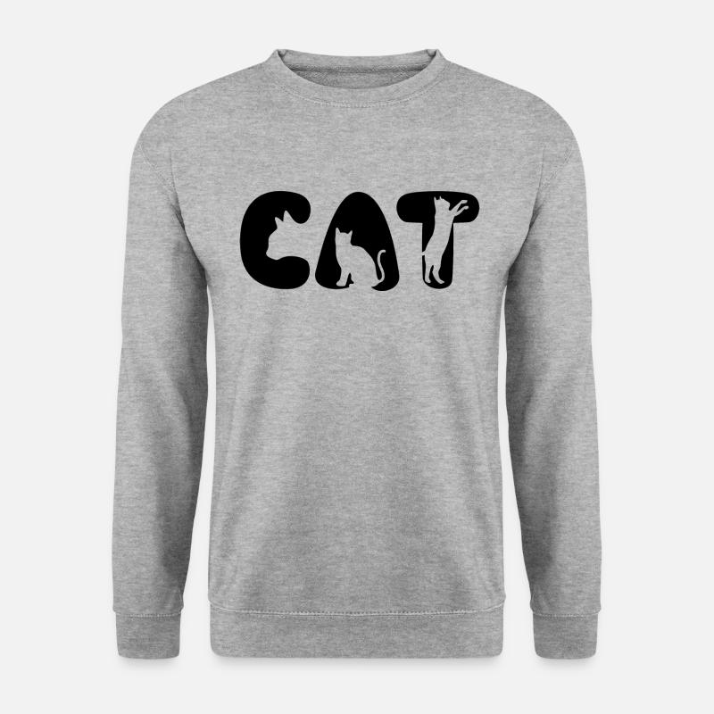 Cat Katze Schrift Spruch - Unisex Pullover - Weißgrau meliert