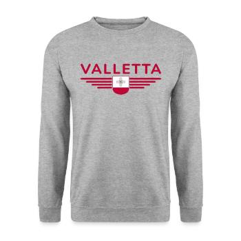 Valletta T-Shirt – Malta Fans Design - Unisex Pullover - Weißgrau meliert - Vorne - Alina (178cm) & Michal (187cm)