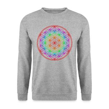 Fleur de vie Rainbow Yoga Géométrie sacrée - Sweat-shirt Unisexe - gris chiné - Devant - Alina (178cm) & Michal (187cm)