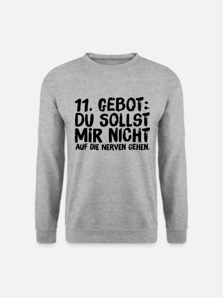 11. Gebot Du sollst mir nicht auf die Nerven gehen - Unisex Pullover - Weißgrau meliert