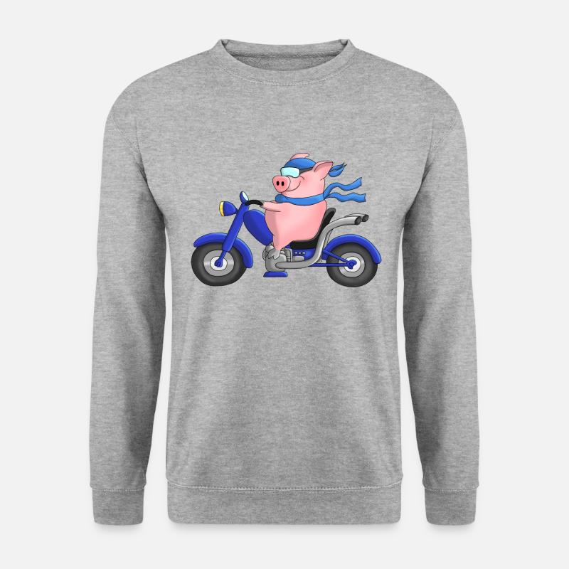 Lustiger Motorradfahrer auf Chopper - Unisex Pullover - Weißgrau meliert