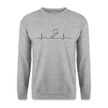 Herzschlag Football, American Football, GFL - Unisex Pullover - Weißgrau meliert - Vorne - Alina (178cm) & Michal (187cm)