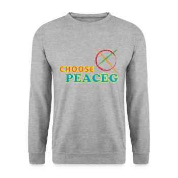 Choisissez la paix - Wähle den Frieden - Sweat-shirt Unisexe - gris chiné - Devant - Alina (178cm) & Michal (187cm)