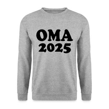 Oma 2025 - Unisex Pullover - Weißgrau meliert - Vorne - Alina (178cm) & Michal (187cm)