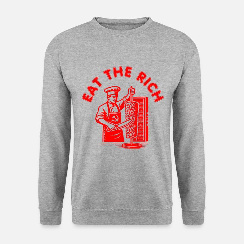 Eat the rich - Unisex Pullover - Weißgrau meliert