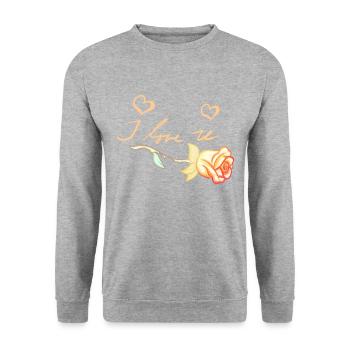 ich liebe dich goldene rose blume - Unisex Pullover - Weißgrau meliert - Vorne - Alina (178cm) & Michal (187cm)