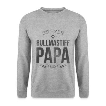 Stolzer Bullmastiff Papa - Unisex Pullover - Weißgrau meliert - Vorne - Alina (178cm) & Michal (187cm)