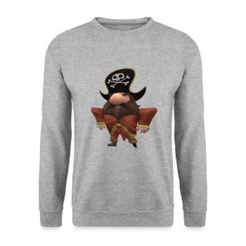 Piraten Design - Unisex Pullover - Weißgrau meliert - Vorne - Alina (178cm) & Michal (187cm)