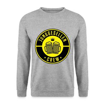 junggesellen crew bier - Unisex Pullover - Weißgrau meliert - Vorne - Alina (178cm) & Michal (187cm)