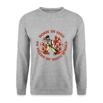 Rock'nRoll Flames 60 Birthday Gift - Unisex Sweatshirt - salt & pepper - Front - Alina (178cm) & Michal (187cm)