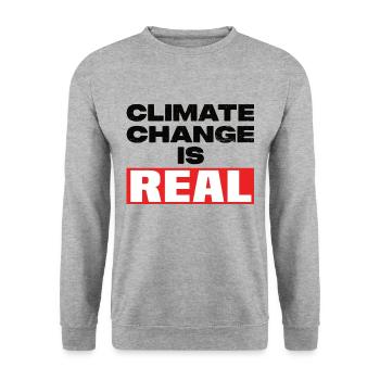 Climate Change Is Real - Unisex Pullover - Weißgrau meliert - Vorne - Alina (178cm) & Michal (187cm)