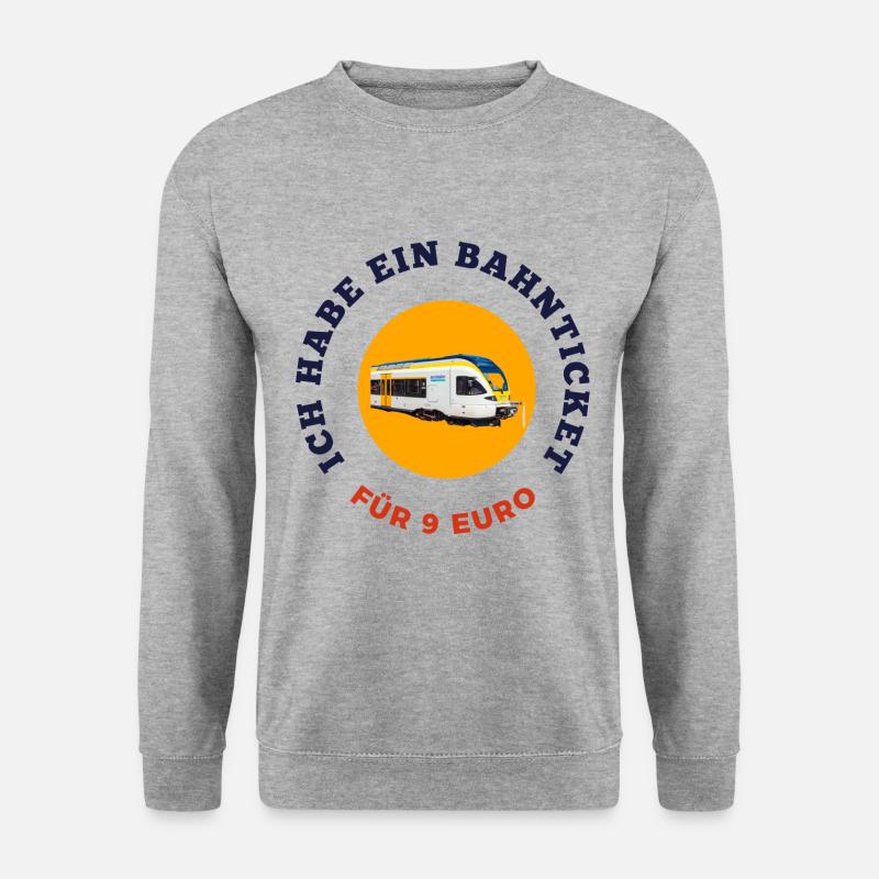 Ich habe ein Bahnticket für 9 Euro - Unisex Pullover - Weißgrau meliert