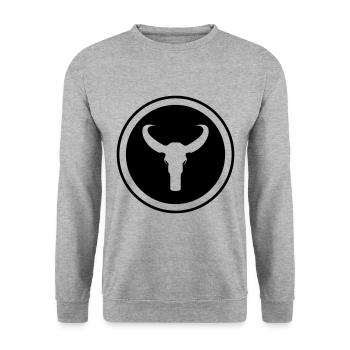 Bulle Skelett - Unisex Pullover - Weißgrau meliert - Vorne - Alina (178cm) & Michal (187cm)