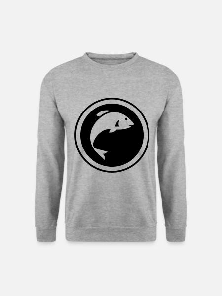 Fisch Symbol - Unisex Pullover - Weißgrau meliert