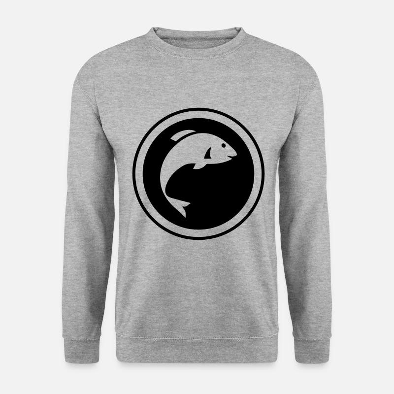 Fisch Symbol - Unisex Pullover - Weißgrau meliert