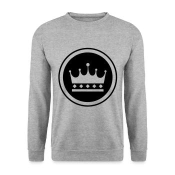 Krone Symbol - Unisex Pullover - Weißgrau meliert - Vorne - Alina (178cm) & Michal (187cm)