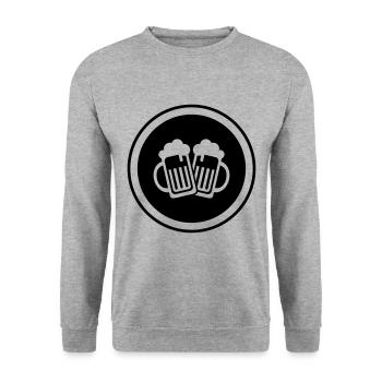 Bierglas Symbol - Unisex Pullover - Weißgrau meliert - Vorne - Alina (178cm) & Michal (187cm)