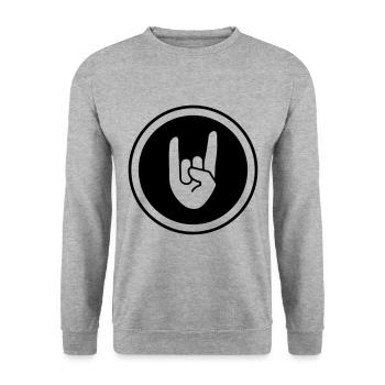 Party Hand Symbol - Unisex Sweatshirt - salt & pepper - Front - Alina (178cm) & Michal (187cm)